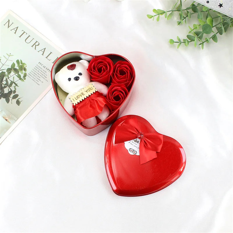 YO CHO Artificial Flower Roses Bear Soap Flower Gift Box Valentine's Day Mother's Day Wedding Newyear Gift for Wife