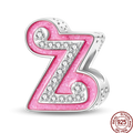 Hot Sale 925 Sterling Silver Pink 26 Letters Valentine's Day Gift Beads Suitable For Pan 925 Original Bracelet Diy Birthday
