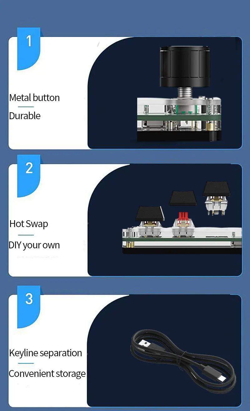 USB Mechanical Keyboard Gamer 3Keys Macro Custom Keyboard RGB Gaming Custom Programming Knob Mini Keyboard Keypads For Photoshop