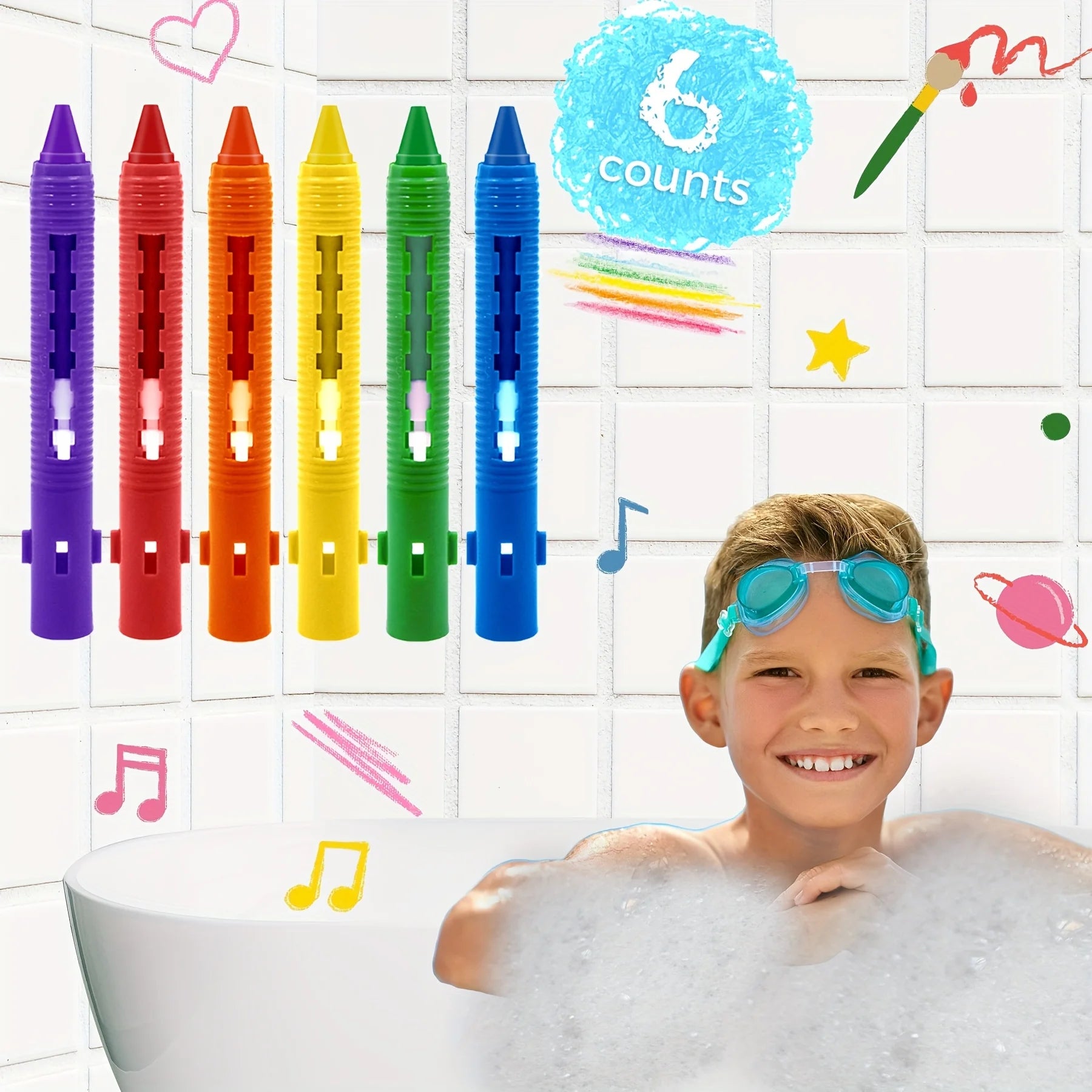 Washable Bath Crayons Set - Colorful, Easy-Clean Bathtub Markers for Youngsters, Fun Shower Art & Crafts