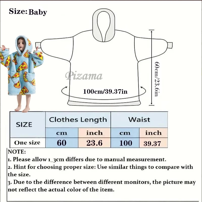 Oversize Winter Sherpa Blanket Plush Polar Fleece Family Matching Hoodie Girl Sweatshirt Homewear Avocado Animal Print Outwear