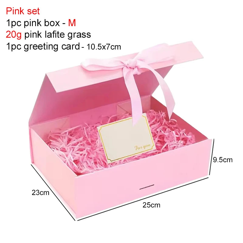 Magnetic Gift Box Kit With Lafite Grass And Greeting Cards Multiple Color Sizes Party Valentine's Day Gifts Folding Box TMZ