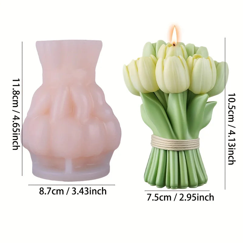 Valentine's Day Gift Tulip Bouquet Silicone Mold DIY Flowers Aroma Candle Molds Handmade Soap Candle Making Supplies