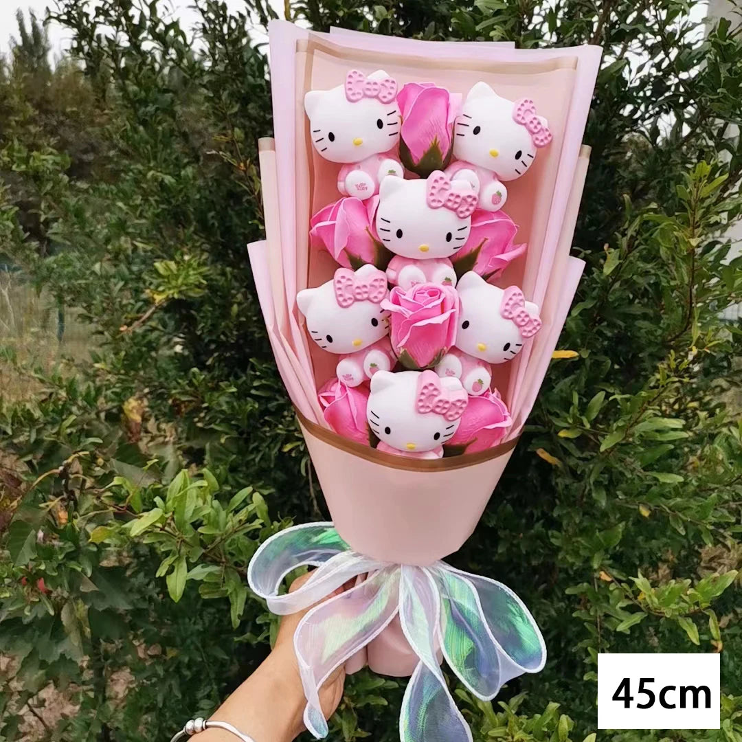 Hello Kitty Plush Doll Bouquet Sanrio Christmas Gifts Cartoon Kt Cat Stuffed Plushies Woman Valentine's Day Birthday Kids Gifts