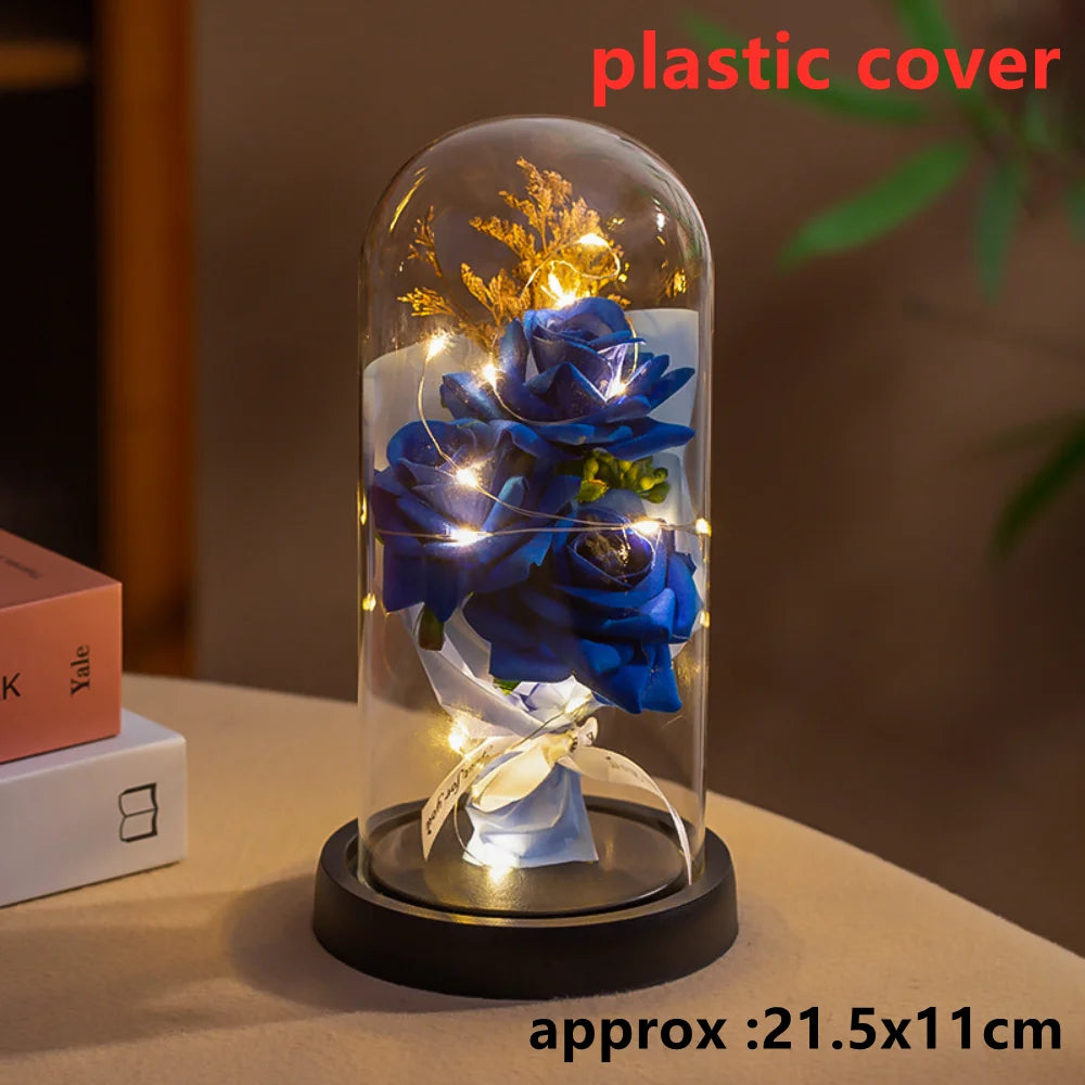 LED Galaxy Three Rose Artificial Flowers, Wedding Decoration, Creative Valentine'S Day and Mother'S Day Gift without Battery 1Pc