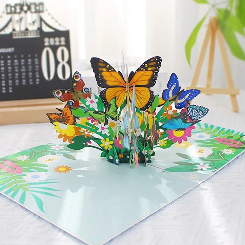 3D Butterfly Pop Up Greeting Cards Postcard For Valentine's Day, Mother, Anniversary, Wedding Invitation Greeting, Birthday Gift