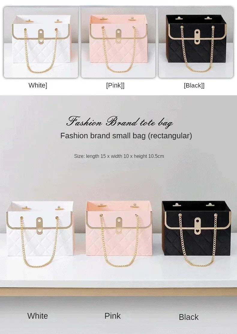 Flower Paper Gift Bags Bouquet Tote Bags Flower Packaging Box Birthday Bouquet Tote Bags Valentine's Day Gift Bags