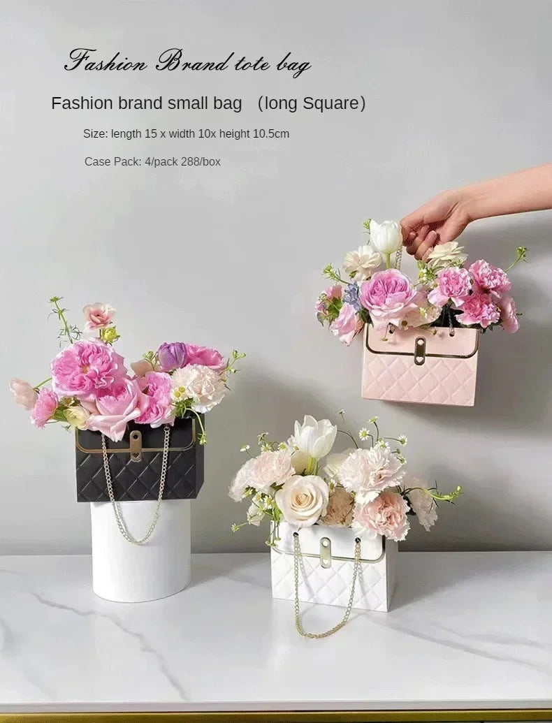 Flower Paper Gift Bags Bouquet Tote Bags Flower Packaging Box Birthday Bouquet Tote Bags Valentine's Day Gift Bags