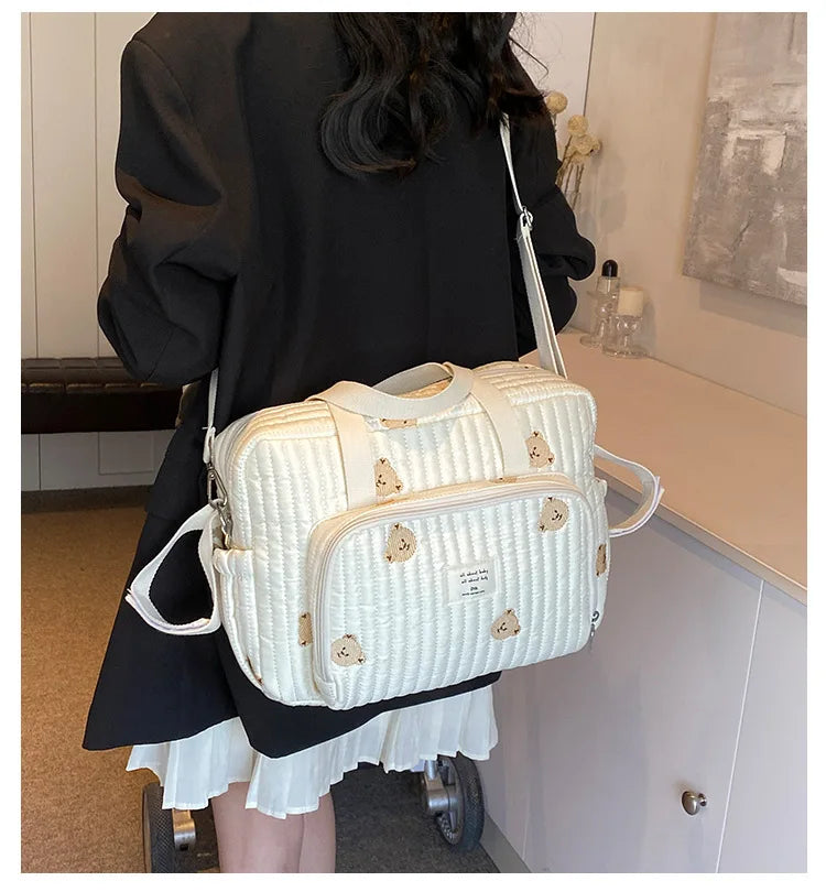 Large Mommy Bag Baby Organizer Maternity Pack Diaper Handbag Embroidered Women Shoulder Crossbody Bag Hospital Travel Mother Kid