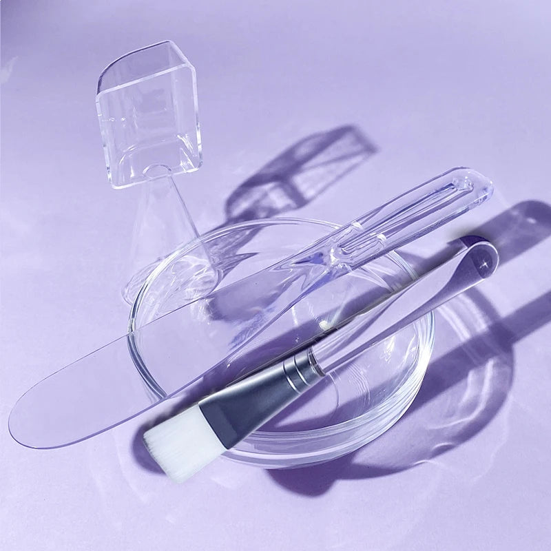 Skin Care DIY Mask Set Clear Rod Mud Mixing Bowl Spoon Set Soft Applicator Brushes for Face Deep Cleaning Portable Beauty Tools