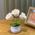 1/2/4Pcs DIY Handwoven Mini Potted Flower Rose Office Desktop Ornamental Potted Plants Woolen Thread Finished Product Home Decor