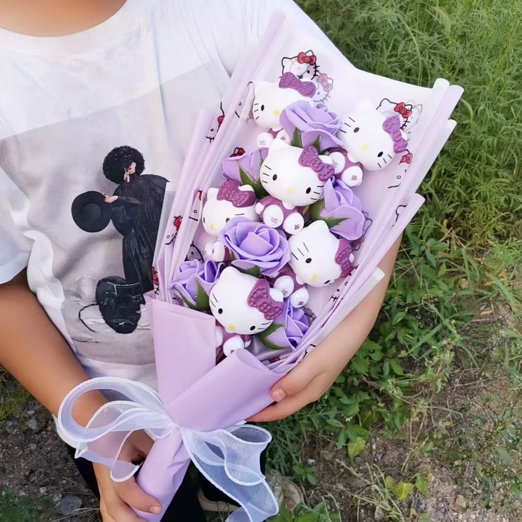 Hello Kitty Plush Doll Bouquet Sanrio Christmas Gifts Cartoon Kt Cat Stuffed Plushies Woman Valentine's Day Birthday Kids Gifts