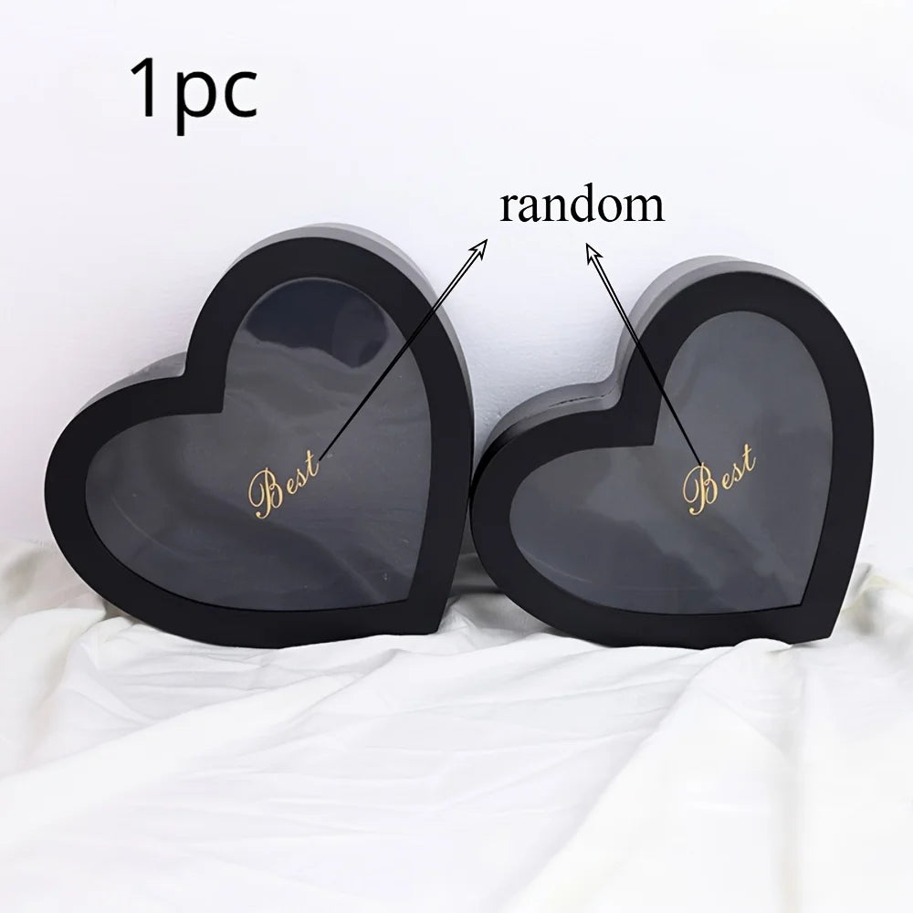 1PC Heart Shaped Flower Box Transparent Floral Gift Box With Lid Multifunctional Cookies Package Case Valentine'S Day Gift Box