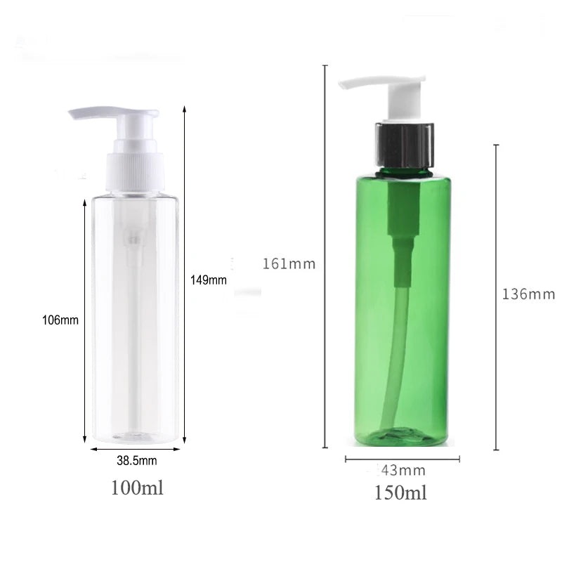 10pcs 120ML 200ML 250ML Empty Plastic Bottle With Pump Lid 500ML Cosmetic Refillable Bottle Shampoo Pump PET Bottle JX072-10
