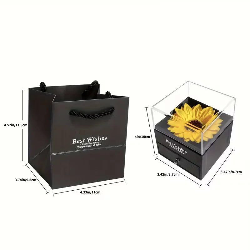 1pc Imitation Flower Gift Box, Sunflower Necklace Gift Box, Valentine's Day Gift, Anniversary, Mother, Girlfriend, Wife