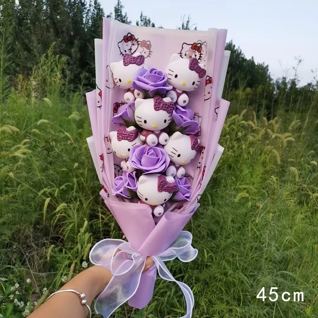 Hello Kitty Plush Doll Bouquet Sanrio Christmas Gifts Cartoon Kt Cat Stuffed Plushies Woman Valentine's Day Birthday Kids Gifts