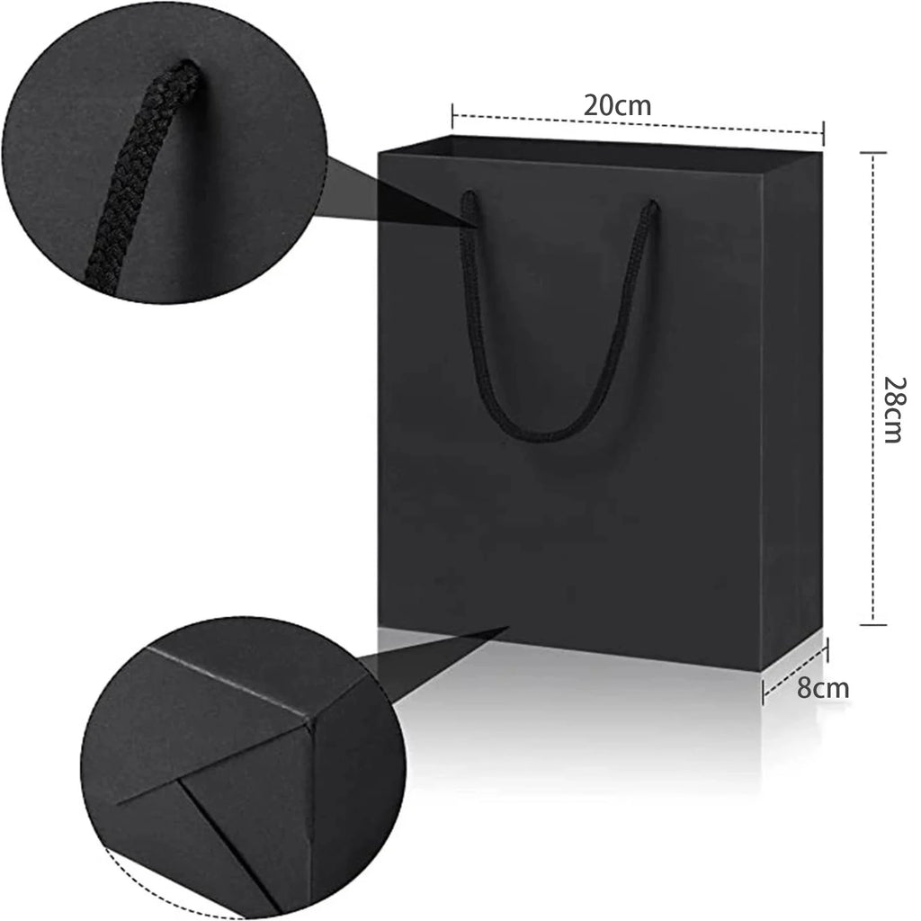 3pcs Black Magnetic Gift Box with Lid Ribbons Paper Bags Shredded Paper Filler for Valentine's Day Presents Packaging Box