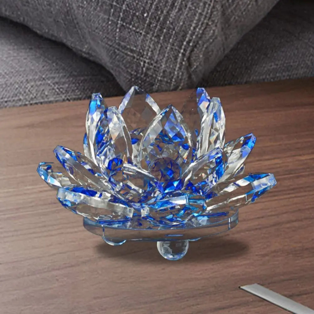 Feng shui Quartz Crystal Lotus Flower Crafts Glass Paperweight Ornaments Figurines Home Wedding Party Decor Gifts Souvenir