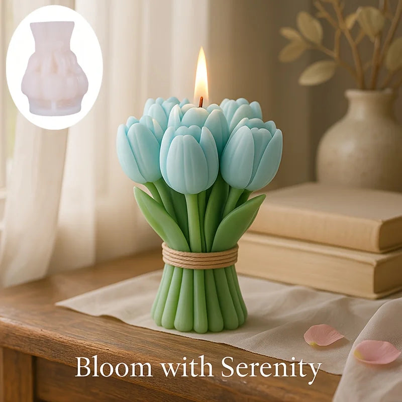 Valentine's Day Gift Tulip Bouquet Silicone Mold DIY Flowers Aroma Candle Molds Handmade Soap Candle Making Supplies
