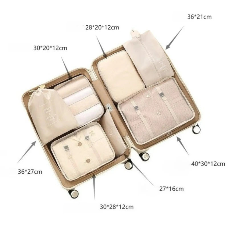 7Pcs/set Travel Storage Bag Set Travel Luggage Organizer Bags Toiletry Shoe Clothing Underwear Sorting Bag