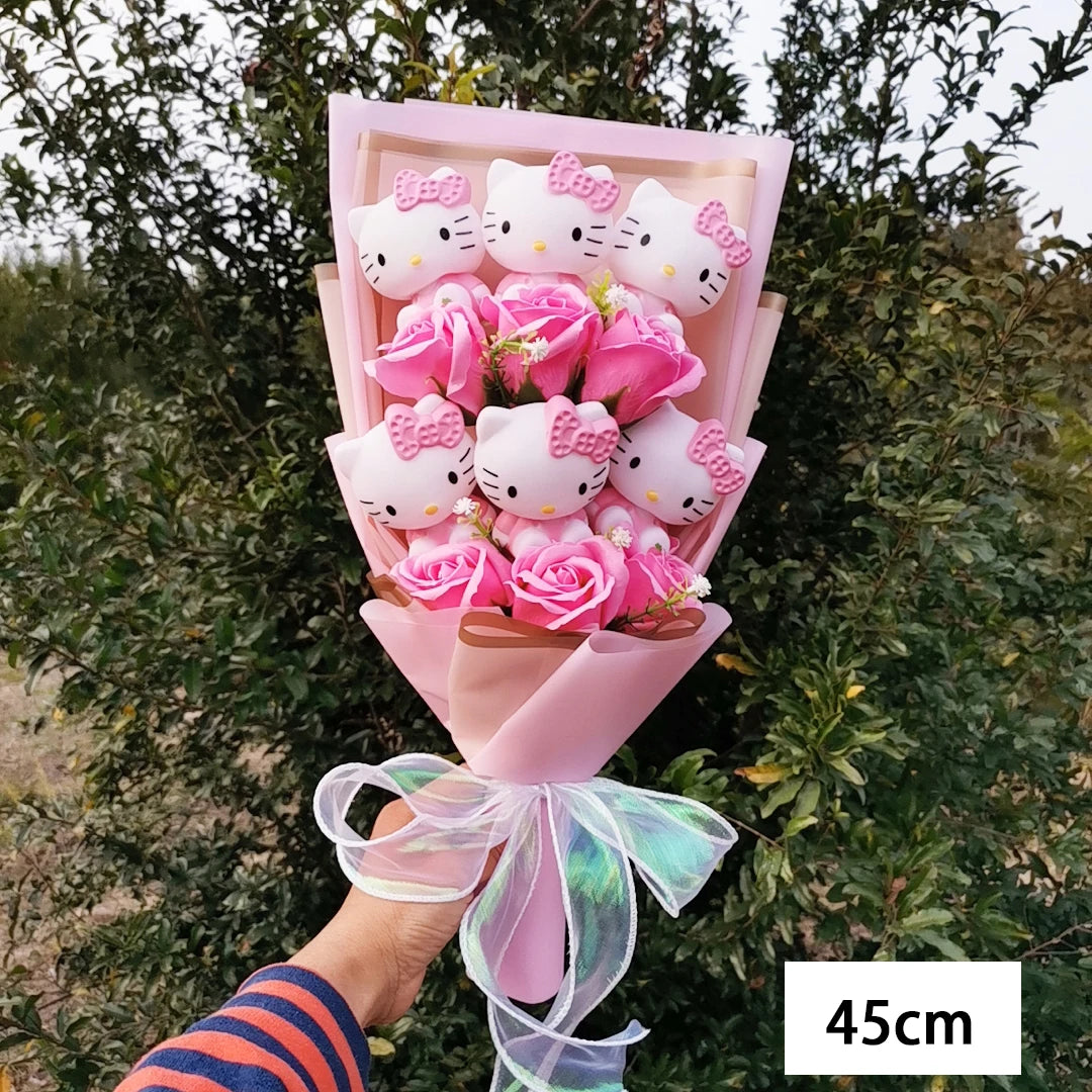 Hello Kitty Plush Doll Bouquet Sanrio Christmas Gifts Cartoon Kt Cat Stuffed Plushies Woman Valentine's Day Birthday Kids Gifts