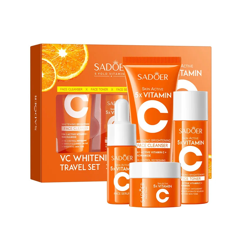 Vitamin C Moisturizing Travel Skin Care Set Vitamin C Facial Cleanser Toner Essence Cream Portable Skin Care Five-piece Set