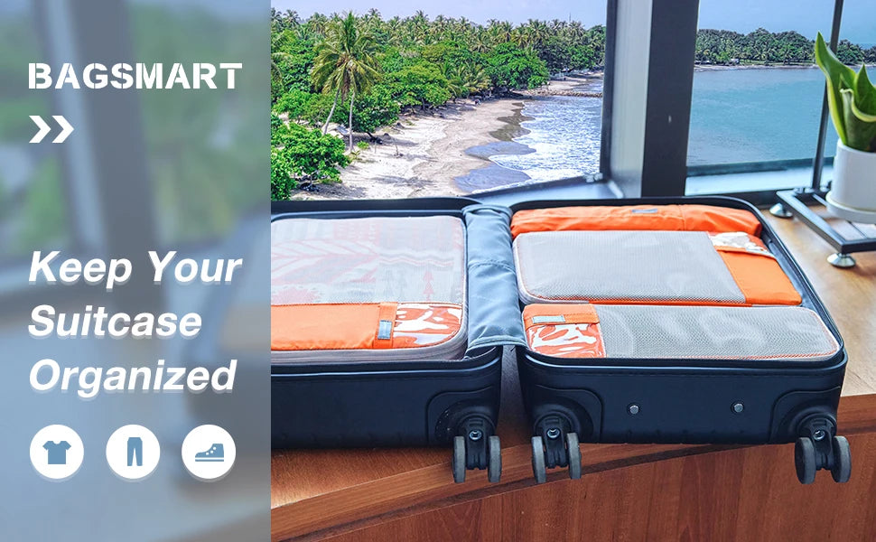 BAGSMART Packing Cubes Compression Storage Bag Travel Lightweight Suitcase Organizer Accessories  Luggage Organizer Travel Bag