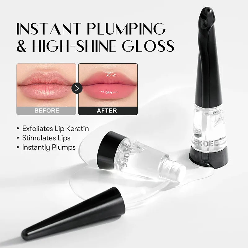 Korean Lip Plumper Oil,Hydrating Volumizing Clear High-Shine Lip Gloss,Microneedling Effect,Long-Lasting Moisture Lipgloss