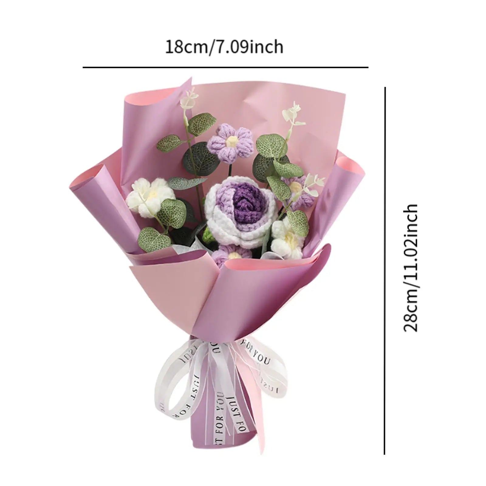 Knitted Flower Finished Home Decoration Crochet Flower Bouquet for Teacher’ Day Birthday Anniversary Thanksgiving Day Women