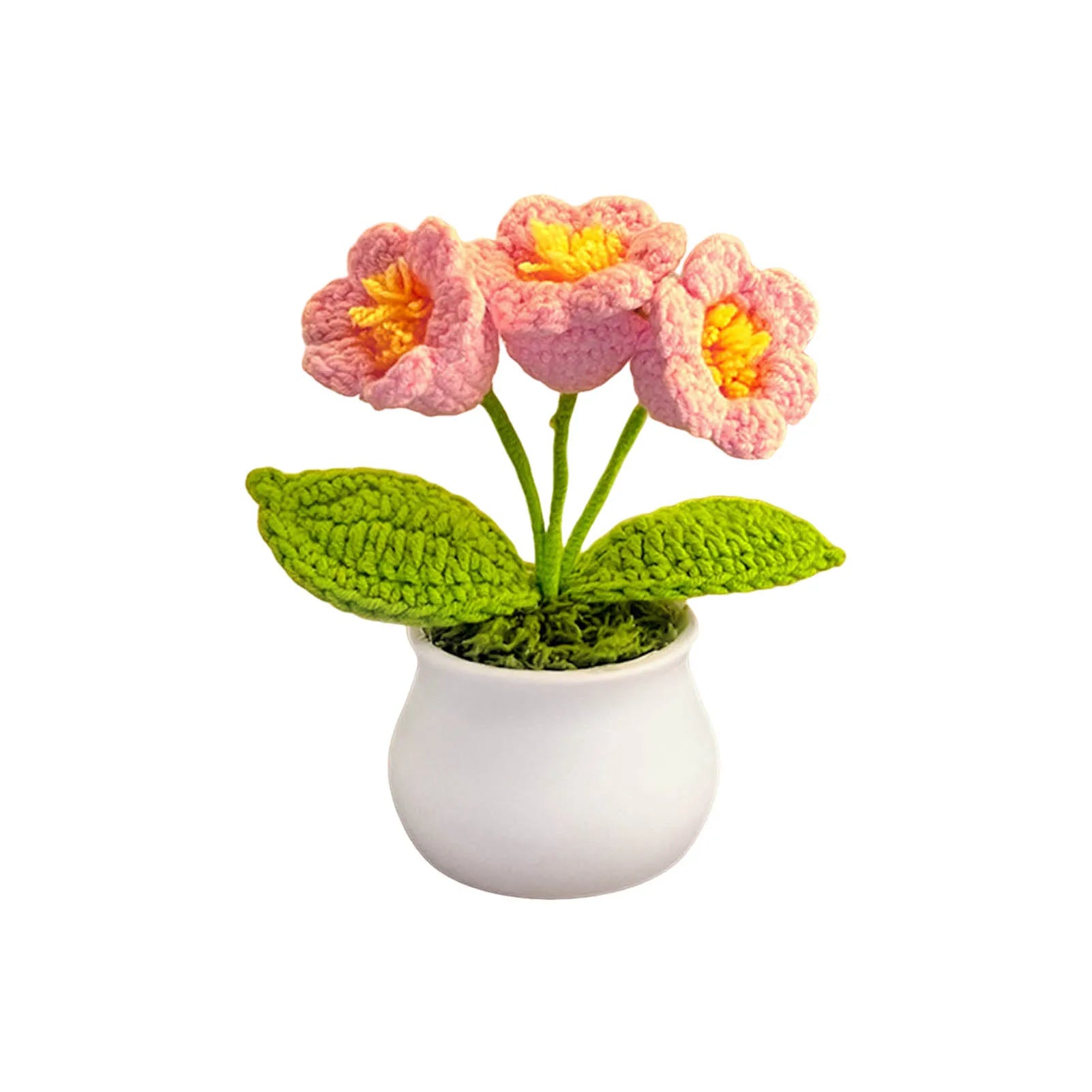 Handmade Crochet Sunflower Bouquet Car Interior Decor Knitting Potted Flower Creative Craft Birthday Gift for Women Kids