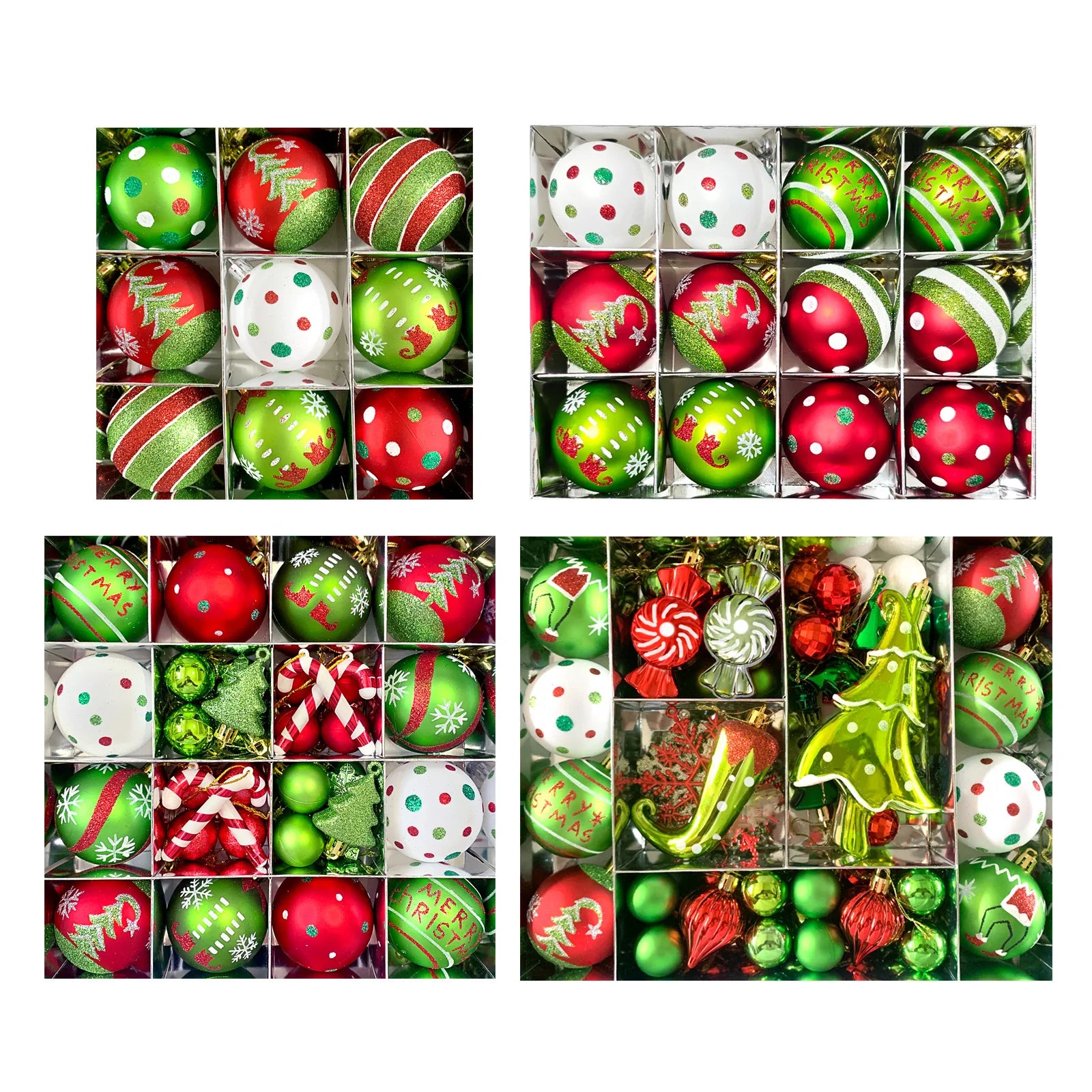 34/12/9pcs Gri Christmas Ball Decorations Green Monster Xmas Tree Ornaments Green Painted Xmas Ball Set Christmas Home Decor