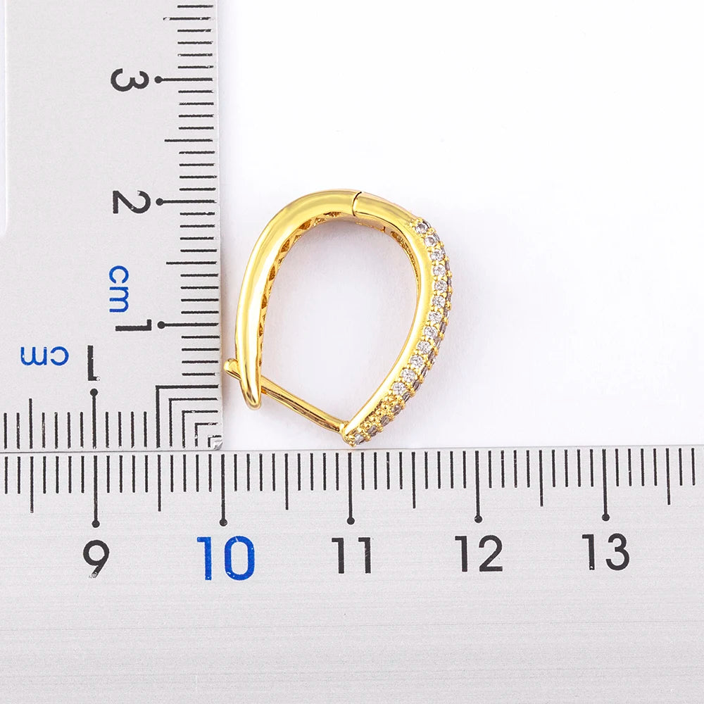 Nidin Creative U Shape Design 3 Colors Fashion Cubic Zirconia Hoop Earrings Crystal Ear Buckle Jewelry for Valentine's Day Gift