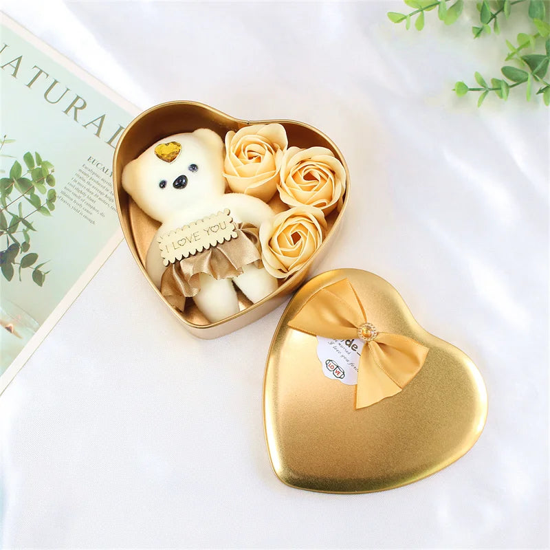 YO CHO Artificial Flower Roses Bear Soap Flower Gift Box Valentine's Day Mother's Day Wedding Newyear Gift for Wife