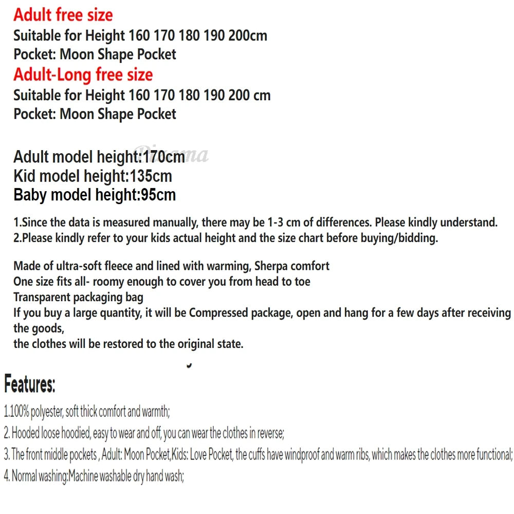 Oversize Winter Sherpa Blanket Plush Polar Fleece Family Matching Hoodie Girl Sweatshirt Homewear Avocado Animal Print Outwear