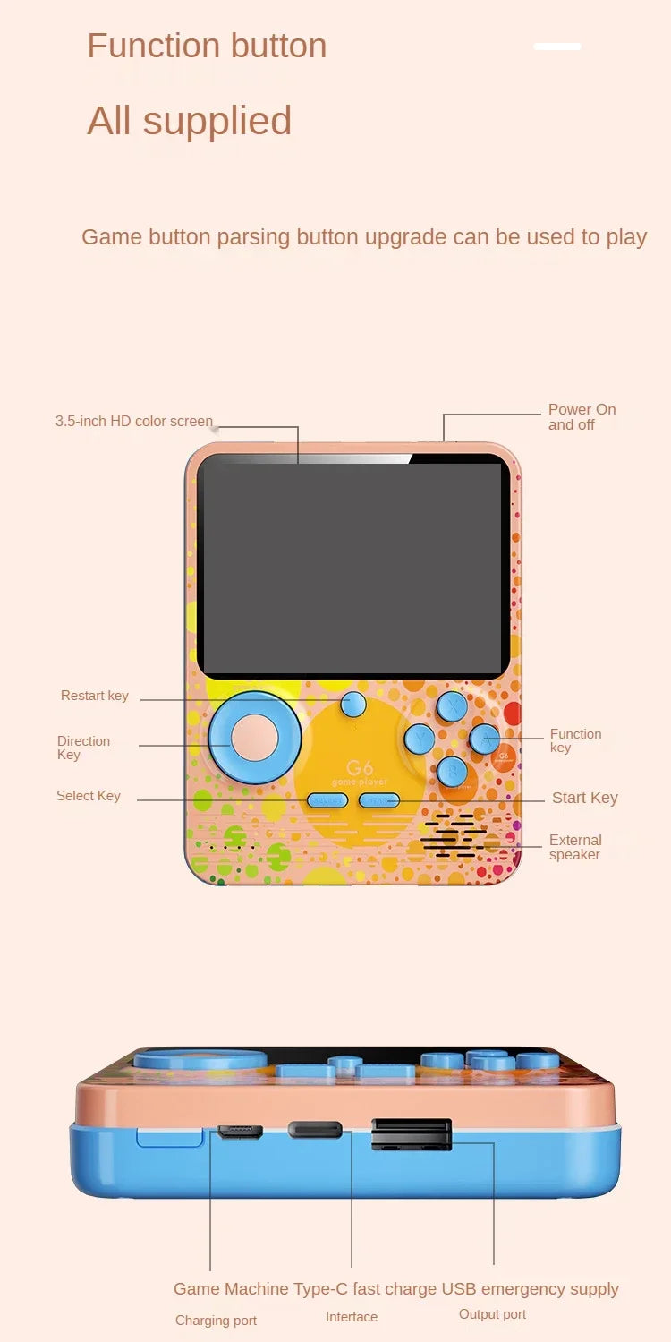 G6 Game Console 3 5 Inch Screen Handheld Game Device Portable Games Support 2 Players Video Gaming Machine for Kids