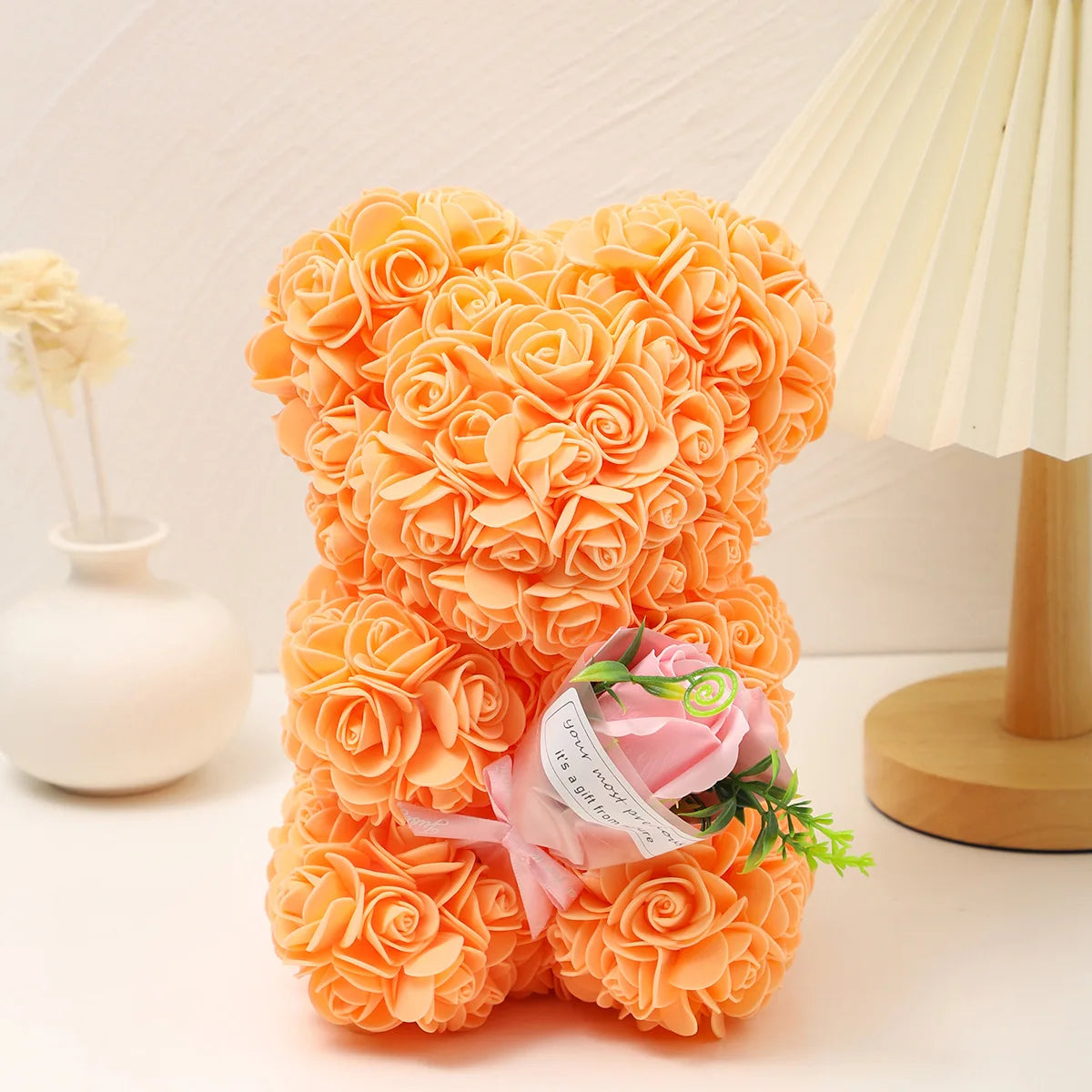 Foam rose teddy bear carry bouquet. Ideal for weddings, Mother's Day, thank you to nurses/teachers or other celebrations!
