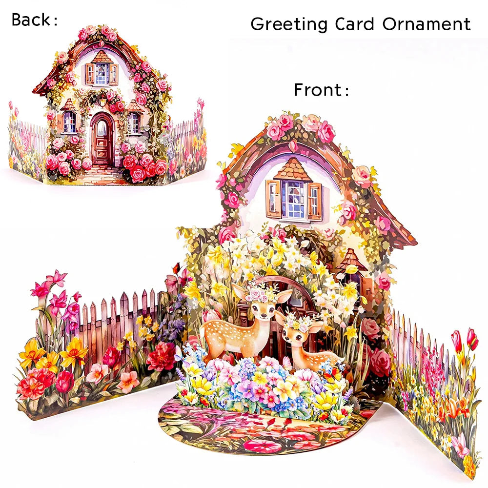 Premium 3D Pop Up Flower Bouquet Card Mothers Day Gift Valentines Day Anniversary Birthday Greeting Cards Thank You Wishes Gifts