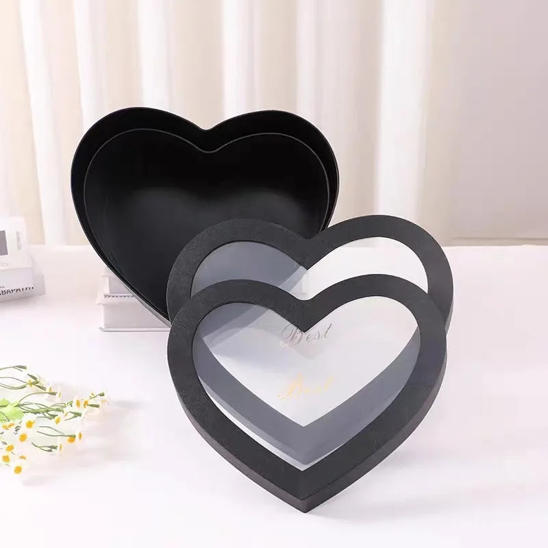 1PC Heart Shaped Flower Box Transparent Floral Gift Box With Lid Multifunctional Cookies Package Case Valentine'S Day Gift Box
