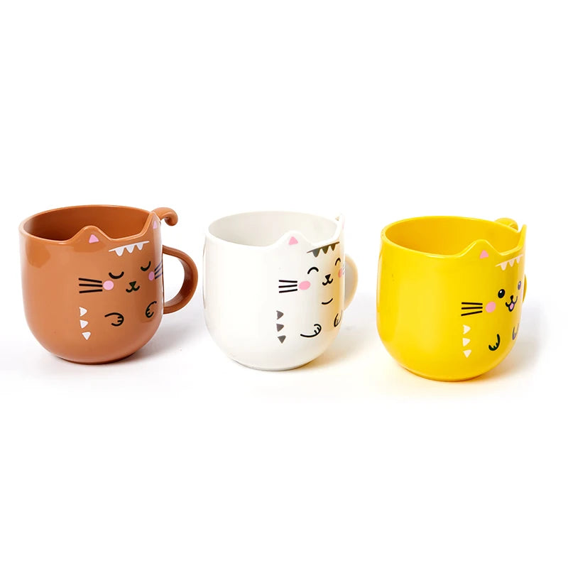 Cute Cat Mouthwash mug Toothbrush Cup Home Travel Cartoon Thickened Wash Cup Plastic mugs