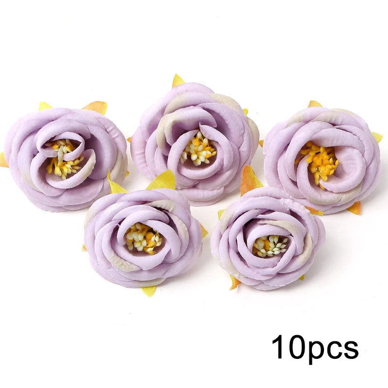 Purple Artificial Flowers Heads Silk Fake Flowers For Home Decor Party Wedding Decoration DIY Valentine's Day Gifts Accessories