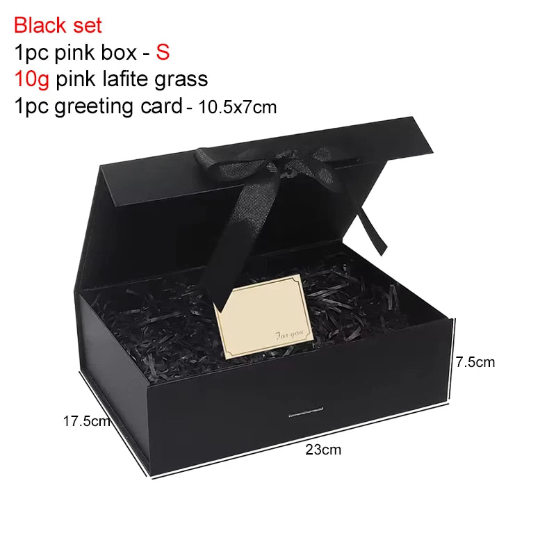 Magnetic Gift Box Kit With Lafite Grass And Greeting Cards Multiple Color Sizes Party Valentine's Day Gifts Folding Box TMZ