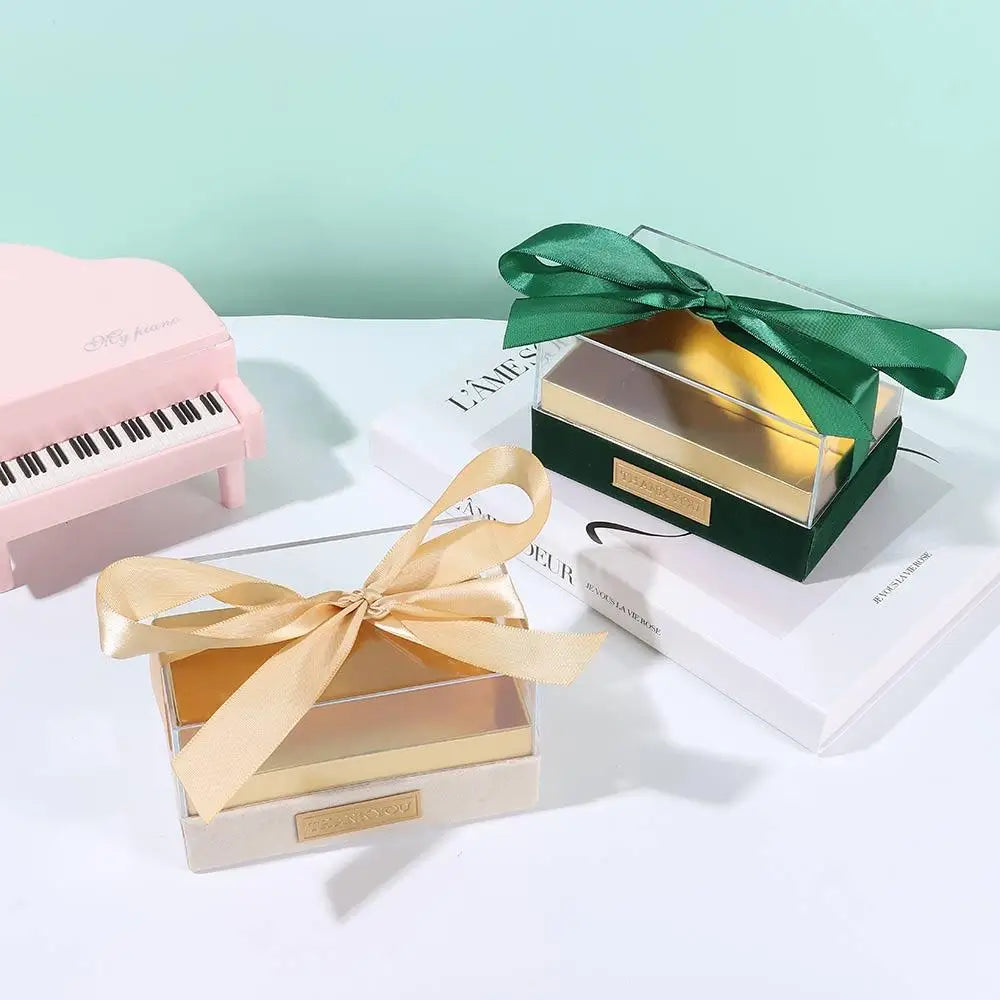 Birthday Party Transparent Wedding Hand Gift Box Acrylic Light Luxury Bow Present Box Valentine's Day Gift Box