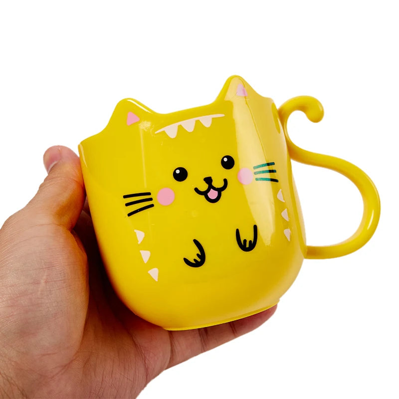 Cute Cat Mouthwash mug Toothbrush Cup Home Travel Cartoon Thickened Wash Cup Plastic mugs