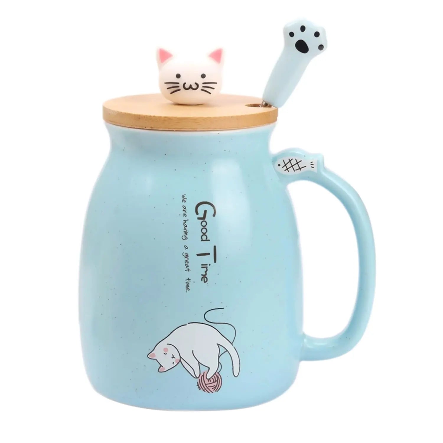 Kawaii Tea Cup Cute Cat Ceramic Coffee Mug with Kitty Lid and Spoon Japanese style Novelty Gifts for Women Cat lover Gifts 16oz