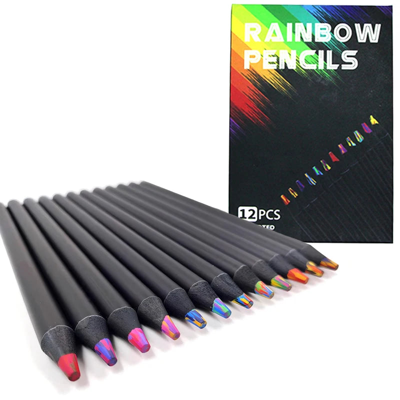 Rainbow Color Pencils for Kids, Concentric Gradient Crayons, Art Painting, Drawing Stationery, 10/12PCs/Set, 7 Colors, Kawaii