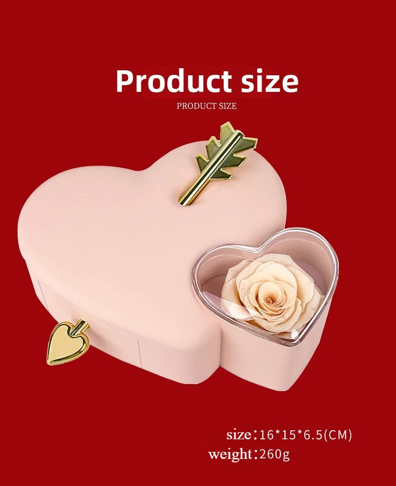 Unique Arrow-Thru-Heart Rose Ring Necklace Box Valentine's Day Creative Love Jewelry Gift Box Packaging