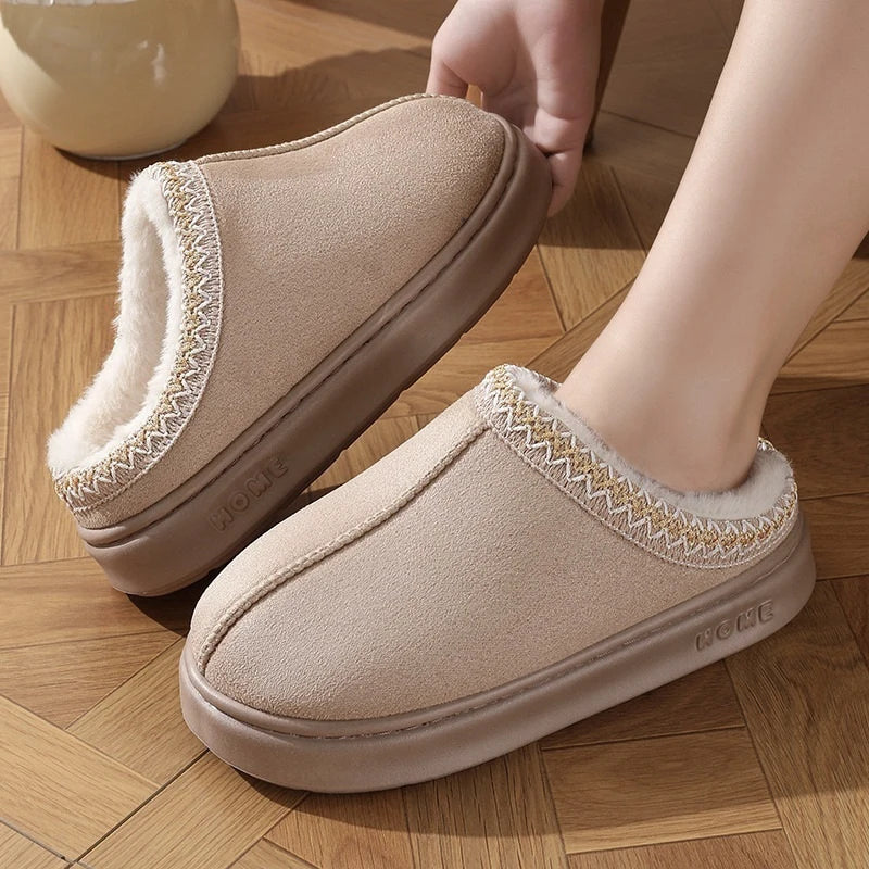 Fashion Winter Women's Slippers Boot Fuzzy Fur Anti-Slip Soft Sole Outdoor Indoor Warm Comfort House Shoes Snow Boots