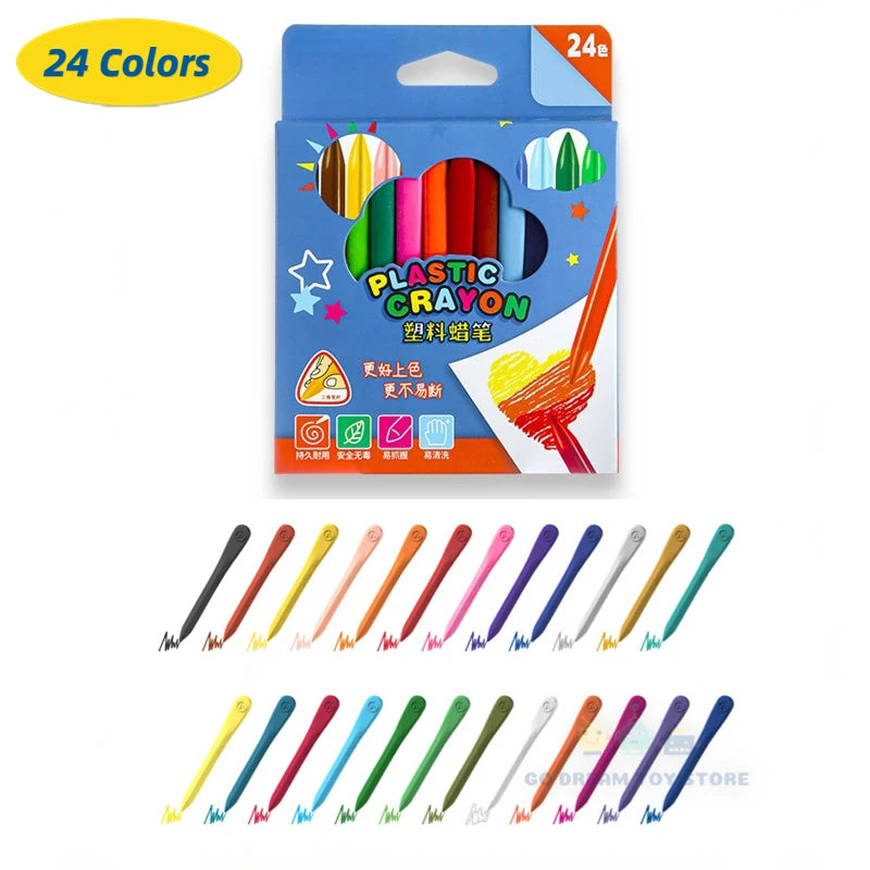 24/12PCS Colorful Crayons Safe Non-Toxic Drawing Toys For Children Graffiti Coloring Pencil Pen Painting Students Stationery