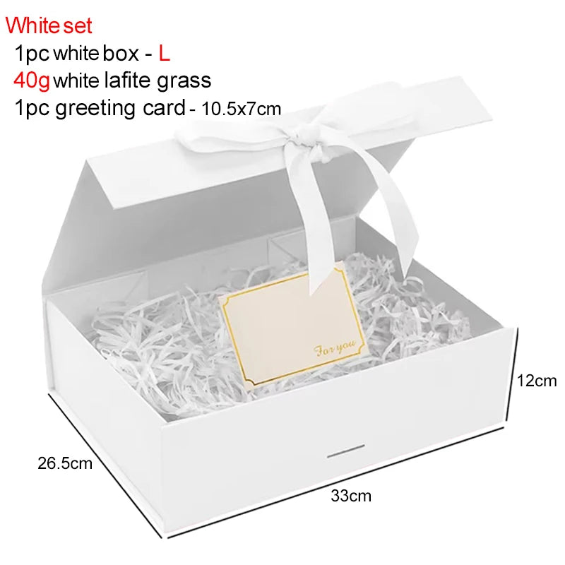 Magnetic Gift Box Kit With Lafite Grass And Greeting Cards Multiple Color Sizes Party Valentine's Day Gifts Folding Box TMZ