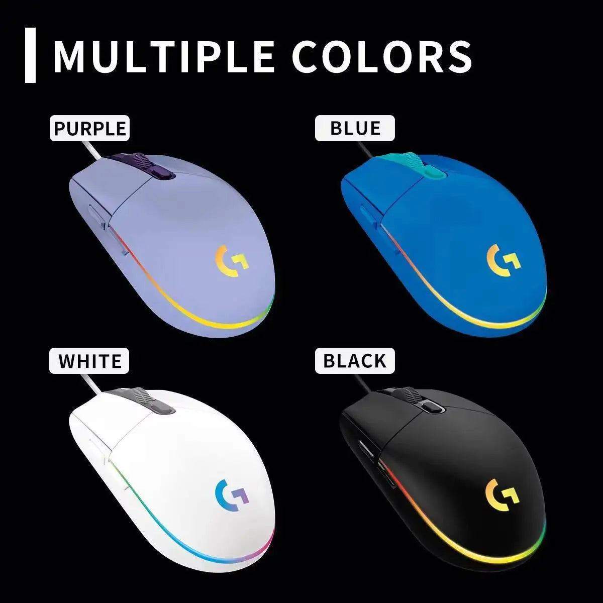 Logitech G102 Wired Mouse for Gamers, 8000 DPI Precision Sensor, 6 Macro Buttons, RGB Light, 10M Click Durability